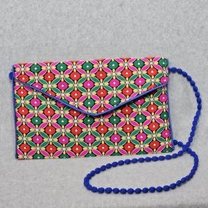 Embroidered Indian Banjara Bag Envelope‎ Purse Zipper Closure Gently Used